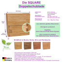 SQUARE Massivholz Cube mit Doppel-Schublade