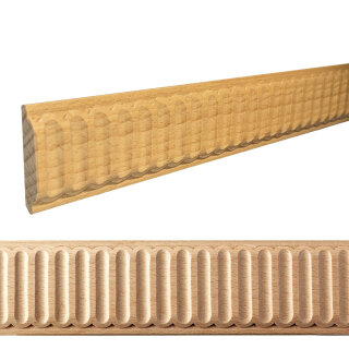 Holz Profilleiste in 38 x 7 x 1000 mm Schnitzleiste aus Buchenholz SB-569 mit kanneliertem Streifen-Motiv
