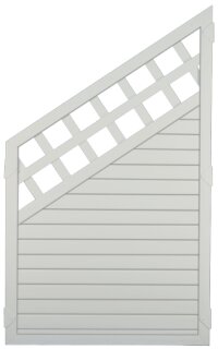 LIGHTLINE Sichtschutzzaun Schräge mit Gitter 90 x 150/90 cm weiß