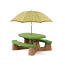 Kinder-Sitzgruppe Picknick-Set Steinoptik grün braun inkl. Sonnenschirm für 6 Kinder