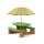 Kinder-Sitzgruppe Picknick-Set Steinoptik grün braun inkl. Sonnenschirm für 6 Kinder