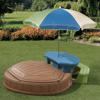 2in1 Sandkasten und Sitzgruppe Summertime Play Center mit Sonnenschirm und Deckel