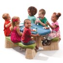 Kinder-Sitzgruppe Picknick-Set Steinoptik blau grün inkl. Sonnenschirm für 6 Kinder