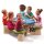 Kinder-Sitzgruppe Picknick-Set Steinoptik blau grün inkl. Sonnenschirm für 6 Kinder