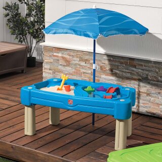 Sand-Wasser-Tisch Kinder-Spieltisch mit Sonnenschirm und Deckel inkl. Spielzeug