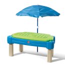 Sand-Wasser-Tisch Kinder-Spieltisch mit Sonnenschirm und Deckel inkl. Spielzeug