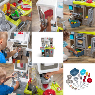 Kinder-Spielküche Moderner Koch Spielset Elektronisch Kunststoff mit 20-tlg. Zubehörset