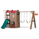 Spielanlage für Kinder mit Spielturm, Rutsche, Kletternetz, Doppelschaukel