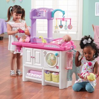 Puppen-Pflegecenter für Kinder Love & Care mit Wickeltisch, Waschmaschine und Essplatz
