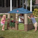 Garten-Spielhaus Happy Home Landhaus mit Spielgrill für Kinder Kunststoff