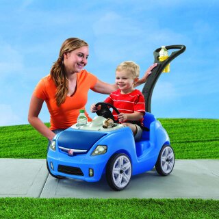 Kinder-Rutschauto Whisper Ride Buggy blau mit Schiebestange