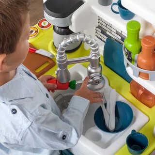 Kinder-Spielküche XXL Elegante Ecke Elektronische Spielstation Kunststoff mit 78-tlg. Zubehörset
