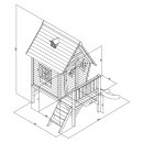 Garten-Spielhaus Stelzenhaus Cabin XL Holz Grau mit Rutsche
