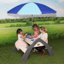 2in1 Kinder-Picknicktisch und Sand-Wasser-Spieltisch Delta Bogenform Holz inkl. Sonnenschirm