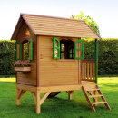 Garten-Spielhaus Tom für Kinder Holz Braun Grün mit Rutsche