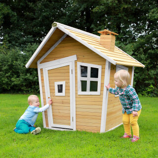 Garten-Spielhaus Alice Gartenhütte für Kinder asymmetrisch Holz Braun Weiß