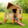 Garten-Spielhaus Stelzenhaus Iris asymmetrisch Holz Braun Grün mit Veranda und Rutsche