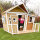 Garten-Spielhaus Lisa Gartenhütte für Kinder asymmetrisch Holz Braun Weiß