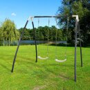 Schaukelgestell mit Doppelschaukel Metall Schwarz Weiß