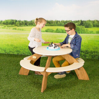 Kinder-Sitzgruppe Picknick-Set Orion rund inkl. Sonnenschirm für 4 Kinder