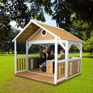 Garten-Spielhaus Zazou Pavillon für Kinder Holz Braun Weiß