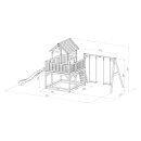 Kinder-Spielhaus Spielturm Atka Holz mit Clubhaus, Rutsche, Sandkasten und Doppelschaukel
