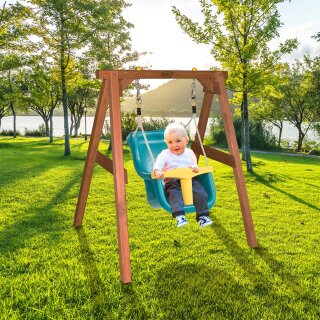 Babyschaukel mit Schaukelgestell und Schalensitz Braun Grün