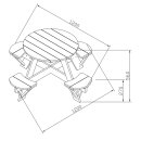 Kinder-Sitzgruppe Picknick-Set UFO Rund Holz naturfarben für 4 Kinder