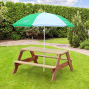 Kinder-Sitzgruppe Picknick-Set Nick Holz braun inkl. grün weißem Sonnenschirm L:95cm