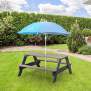 Kinder-Sitzgruppe Picknick-Set Nick Holz grau braun inkl. blauem Sonnenschirm L:95cm
