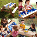 2in1 Kinder-Picknicktisch und Sand-Wasser-Spieltisch Nick Holz inkl. Sonnenschirm für 4 Kinder