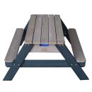 2in1 Kinder-Picknicktisch und Sand-Wasser-Spieltisch Nick Holz grau blau inkl. Sonnenschirm