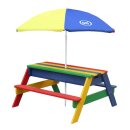 2in1 Kinder-Picknicktisch und Sand-Wasser-Spieltisch Nick Holz regenbogenbunt inkl. Sonnenschirm