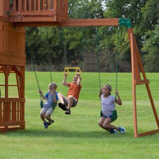 Kinder-Klettergerüst Spielturm Skyfort II Holz mit Schaukel, Rutsche, Klettergerüst und Aussichtsturm