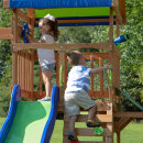 Kinder-Klettergerüst Spielturm Northbrook Holz mit Clubhaus, Kletterwand, Affenstangen, Rutsche, Schaukeln