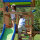Kinder-Klettergerüst Spielturm Northbrook Holz mit Clubhaus, Kletterwand, Affenstangen, Rutsche, Schaukeln