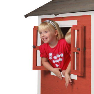 Garten-Spielhaus Lodge Skandinavien Spiel-Pferdestall fr Kinder Holz Rot