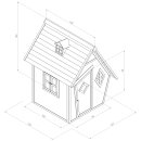 Garten-Spielhaus Cabin asymmetrische Gartenhütte für Kinder asymmetrisch Holz Grau Weiß
