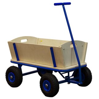 Bollerwagen Billy Handwagen Holz blau mit Lufträdern