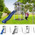 Kinder-Spielturm Spielhaus Beach Tower Holz Weiß Grau mit Sandkasten, Einzelschaukel und Rutsche in 3 Farben