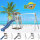 Kinder-Spielturm Spielhaus Beach Tower Holz Weiß Grau mit Sandkasten, Doppelschaukel und Rutsche in 3 Farben