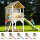 Garten-Spielhaus Stelzenhaus Sarah Holz Braun Weiß mit Sandkasten und Rutsche in 5 Farben