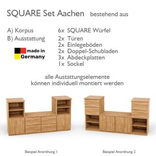 SQUARE Massivholz Regalwürfel-Set Aachen TV-Schrank