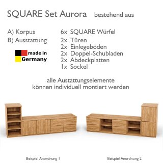 SQUARE Massivholz Regalwürfel-Set Aurora TV-Sideboard