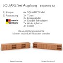 SQUARE Massivholz Regalwürfel-Set Augsburg TV-Lowboard - Kernbuche 40 cm