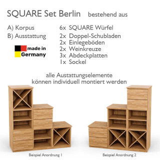 SQUARE Massivholz Regalwrfel-Set Berlin Stufenregal