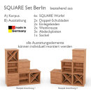 SQUARE Massivholz Regalwürfel-Set Berlin Stufenregal - Kernbuche 40 cm Rechts-Anschlag