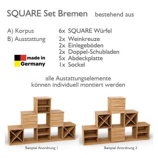 SQUARE Massivholz Regalwrfel-Set Bremen Pyramidenregal