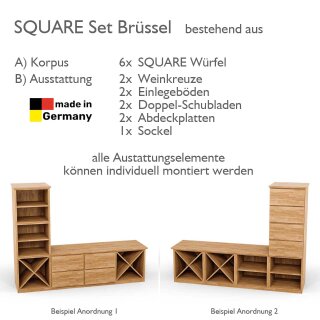 SQUARE Massivholz Regalwürfel-Set Brüssel