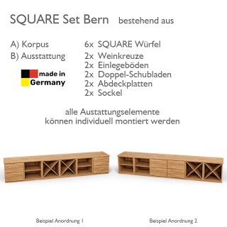 SQUARE Massivholz Regalwürfel-Set Bern TV-Lowboard